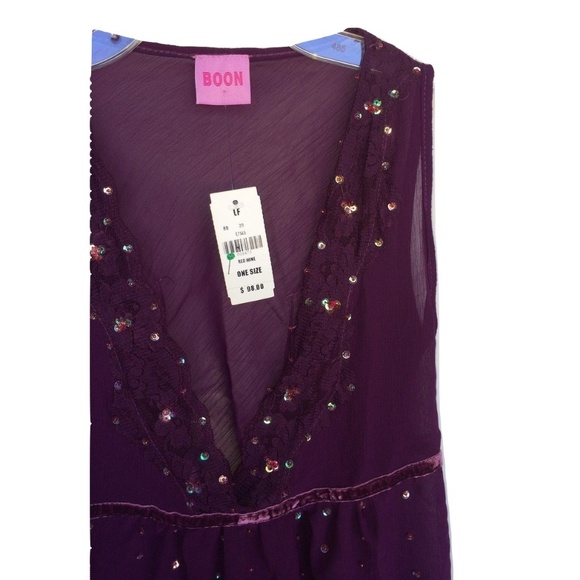 NWT Boon Embellished Lace Trim Purple Tank Top - Picture 2 of 3